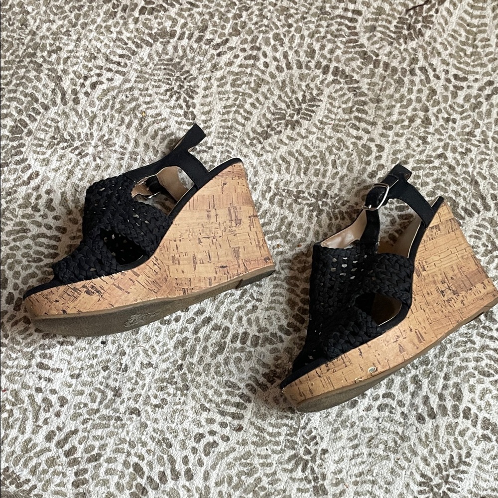 SO Women's Black Crochet Wedges - Picture 4 of 5